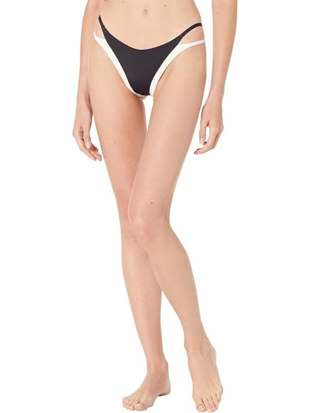 NWT L'Space Billie Bikini Bottom Bitsy Black Cream Womens Size Large - Picture 4 of 8